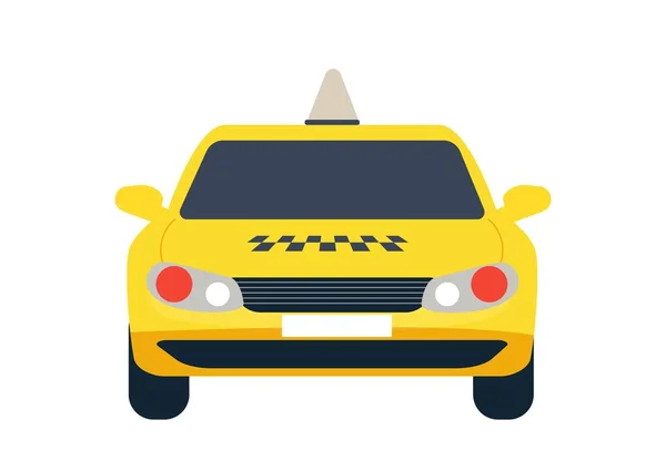 Taxi Front View Yellow Car Cabansporting Passengers Small Business City — Stock Vector