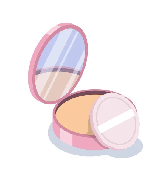 Prášek Zrcadlovou Koncepcí Kosmetický Přípravek Pro Nanášení Make Upu Obličej — Stockový vektor