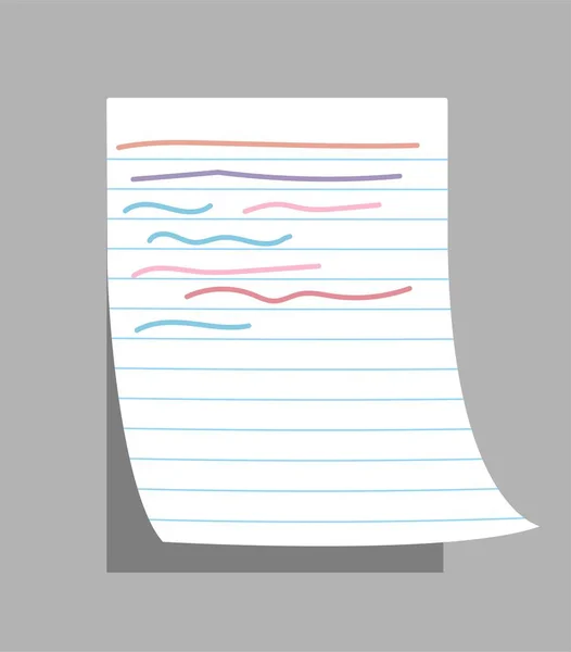 Notebook Paper Concept Folha Diário Com Linhas Curvas Coloridas Criatividade —  Vetores de Stock