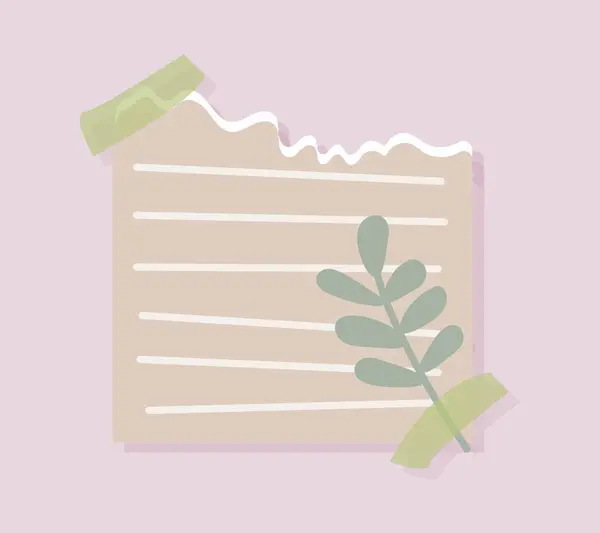 ピンクの紙のコンセプト 植物の枝が付いているトーン カレンダー シート ノートの場所 効果的なワークフロー 目標設定 時間管理の組織 漫画フラットベクターイラスト — ストックベクタ