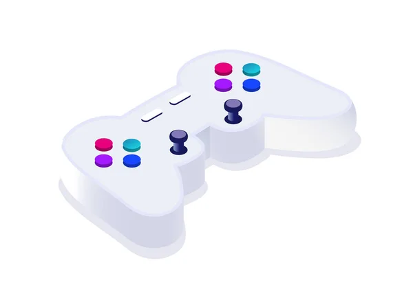 Conceito Gamepad Isométrico Controlador Branco Joystick Jogos Vídeo Entretenimento Tecnologias —  Vetores de Stock