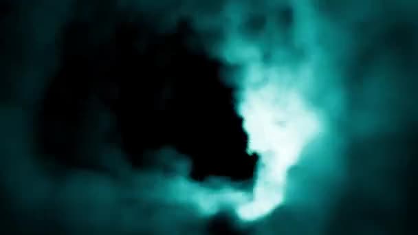 Психоделический Голубой Облачный Вихрь Туннель Фантастический Сон Вихревая Туманность Гипнотический — стоковое видео