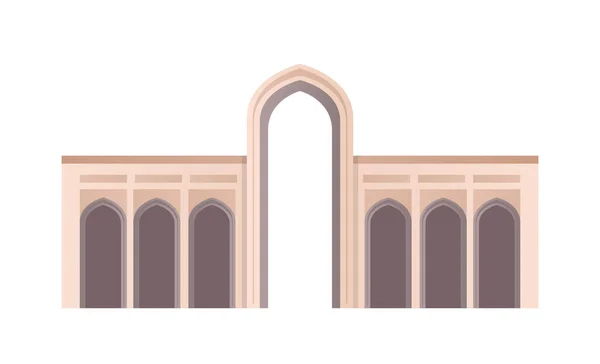 Traditional Oman Building Oriental Architecture Historical Object Brown Arch Entrance — Stock Vector