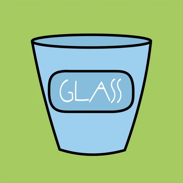 Miljövänlig Soptunna Blå Behållare För Sortering Skräp Och Glas Återvinning — Stock vektor