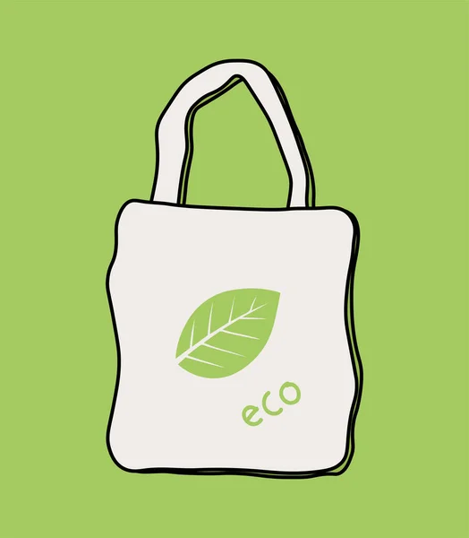 Eco Friendly Bag Package Silhouette Leaf Taking Care Nature Environment — Stock Vector