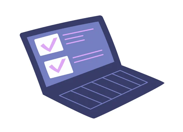 Laptop Mit Fragebogen Marketing Und Sammlung Von Nutzermeinungen Internet Ausbildung — Stockvektor