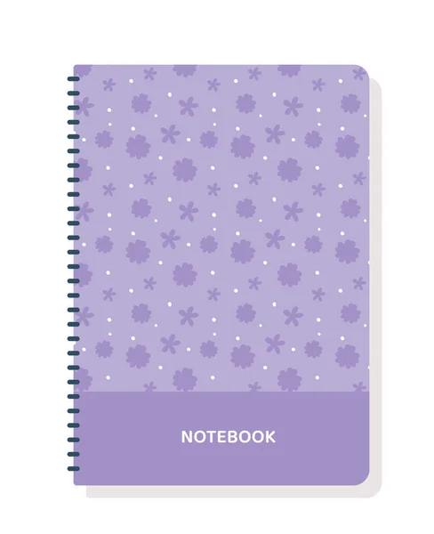 Portada Cuaderno Violeta Planificador Organizador Diseño Con Flores Blancas Material — Vector de stock