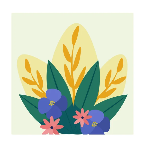 花と葉について 春と夏の季節のシンボル フローラと植物 エレガンスとエレガンス 花びらと咲く花びらと植物 漫画フラットベクターイラスト — ストックベクタ