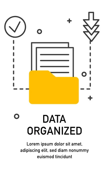 Zeilenbanner Mit Daten Ordner Mit Dokumenten Elektronisches Archiv Oder Repository — Stockvektor
