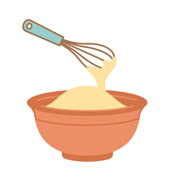 Pancake Cooking Step Beat Dough Bowl Mixer Recipe Ingredients Educational — Stock Vector