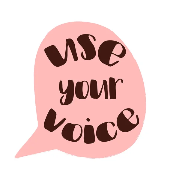 Pegatina Eslogan Femenino Usa Inscripción Voz Burbuja Del Habla Rosa — Archivo Imágenes Vectoriales