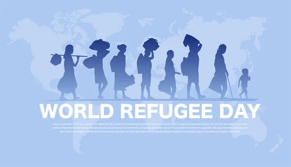 Dia Mundial Dos Refugiados Férias Festivais Internacionais Junho Silhuetas Homens —  Vetores de Stock