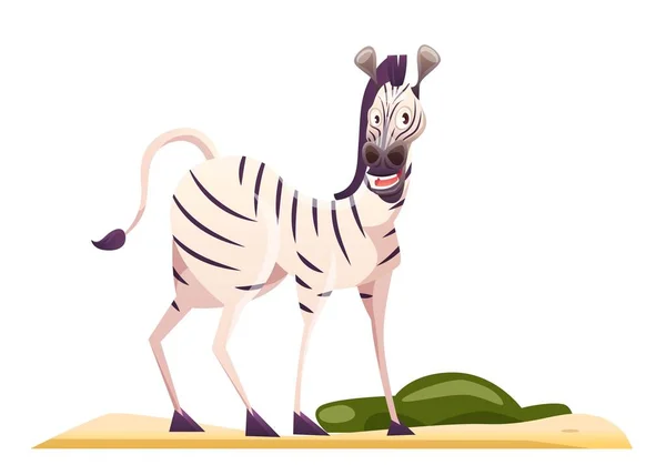 Zebrasavannen Tier Lustige Zoofigur Afrika Wildes Leben Pflanzenfresser Konzept Niedliches — Stockvektor