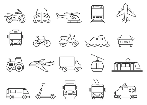 Ikony Transportowe Ustawione Naklejki Samochodowe Stylu Sztuki Linii Dla Aplikacji — Wektor stockowy