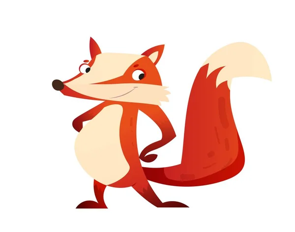 Ícone Animal Floresta Raposa Corajosa Engraçada Com Cabelo Vermelho Personagem — Vetor de Stock