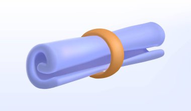 3D plastikçilik ödülü ikonu. Mezuniyet için renk hacmi diploması. Eğitim fakültesi, üniversite konsepti. Web siteleri uygulamaları etiketi. 3d vektör illüstrasyonu beyaz arkaplanda izole edildi