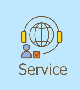 Servis hattı simgesi. Minimalist yaratıcılık ve sanat, markalaşma. Programlar, yazılımlar ve uygulamalar için arayüz. UI ve UX tasarımı. Sorumluluk sahibi ve etik bir iş. Çizgi film düz vektör çizimi