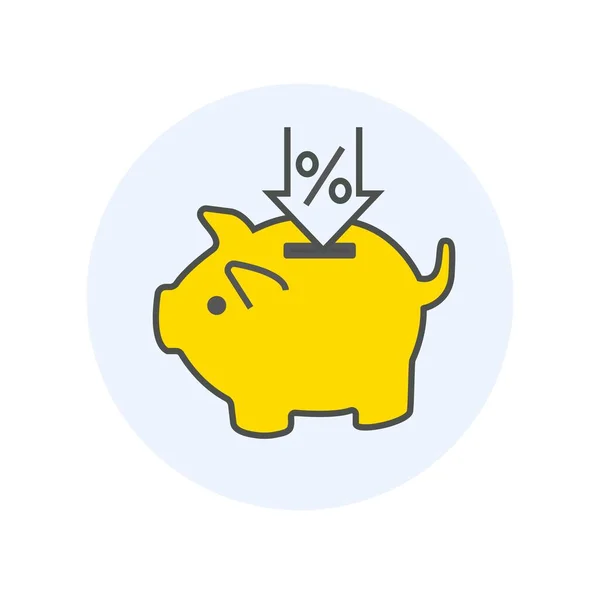Piggy Bank Kleur Pictogram Besparingen Begroting Financiële Geletterdheid Passieve Inkomsten — Stockvector