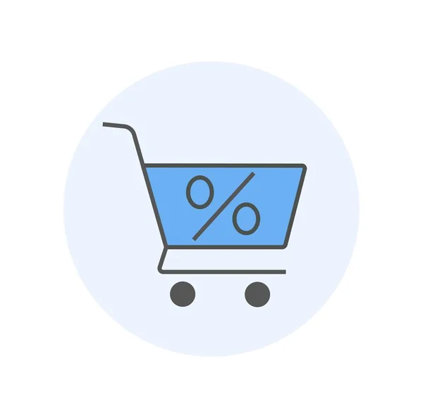 Shopping Cart Color Icon Marketing Retail Poster Banner Website Percentage — Stock Vector