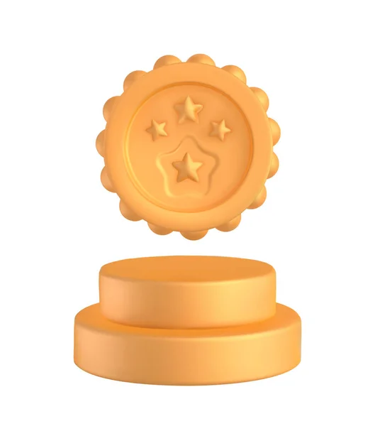 Icono Del Premio Oro Medalla Bañada Oro Con Estrellas Para — Archivo Imágenes Vectoriales