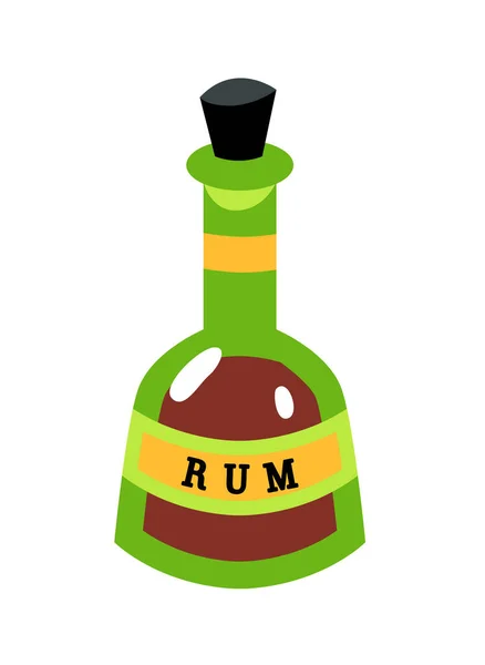 Mořský Pirát Ikona Alkoholickým Pirátským Nápojem Rum Skleněné Zelené Láhvi — Stockový vektor