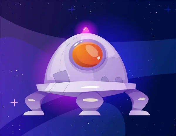 Διαστημόπλοιο Εικονίδιο Αστεριών Κοσμικό Φανταστικό Ufo Εξωγήινο Ιπτάμενο Σκάφος Αστέρια — Διανυσματικό Αρχείο