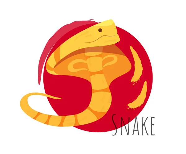 Chinesische Horoskop Ikone Schlange Oder Kobra Tierkreiszeichen Symbol Für Ein — Stockvektor