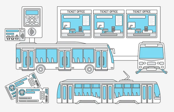 Bölgesel Ulaşım Ağı Kuruldu Kamu Otobüsü Güzergahlarının Metro Istasyonlarının Yolcu — Stok Vektör