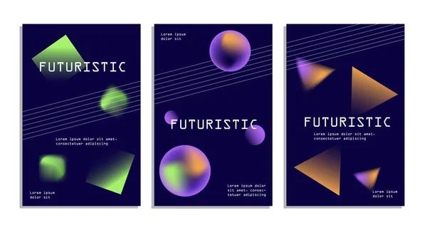 Набір Футуристичних Плакатів Сучасні Технології Цифровий Світ Геометричні Фігури Метавежі — стоковий вектор