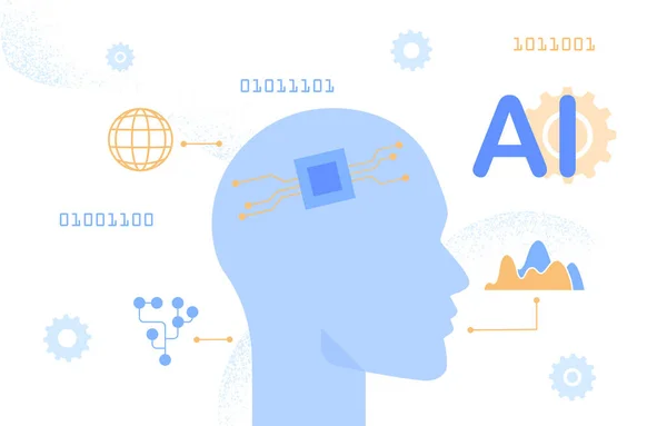 Learning Digital Brain Concept Modern Technologies Innovations Artificial Intelligence Machine — Stock Vector