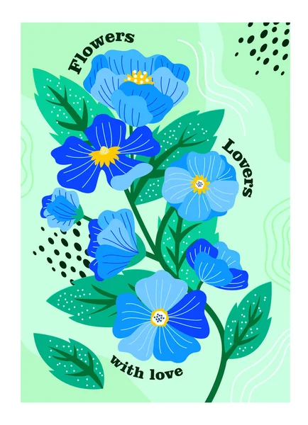 Affiches Avec Des Fleurs Printemps Flyer Abstrait Avec Motif Floral — Image vectorielle