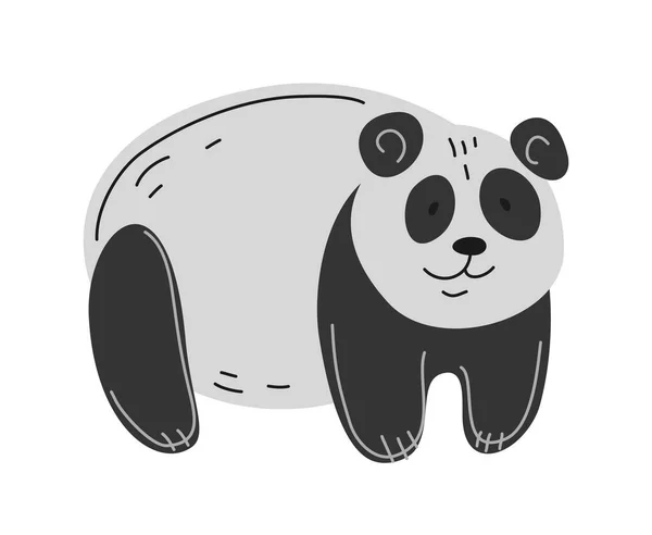 Niedlicher Afrikanischer Tiervektor Schwarz Weiß Umreißt Entzückende Pandabären Doodle Stil — Stockvektor
