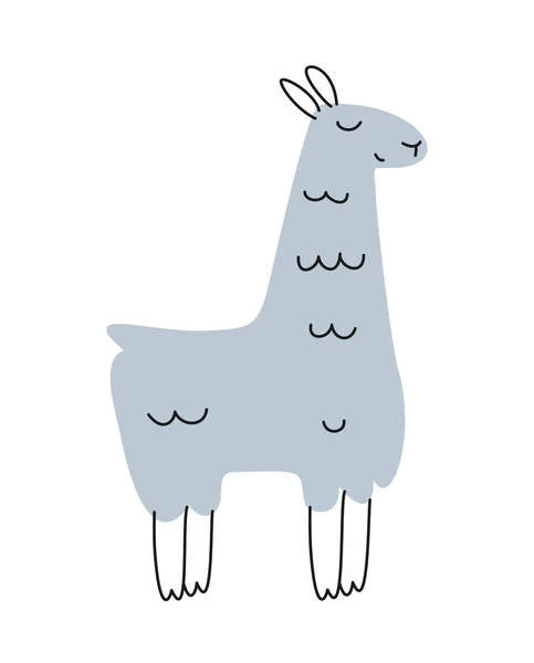 Lindo Animal Africano Adorable Llama Alpaca Con Piel Azul Estilo — Archivo Imágenes Vectoriales
