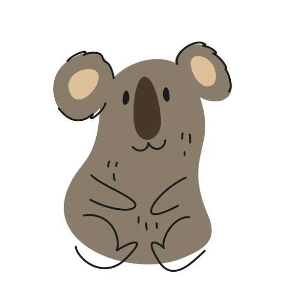 Roztomilé Africké Zvíře Okouzlující Šedá Koala Ručně Kresleném Stylu Doodle — Stockový vektor