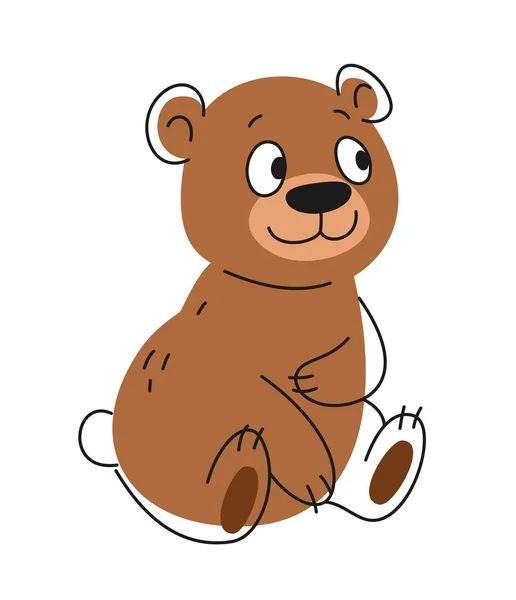 Симпатичное Животное Смешной Медведь Каракулях Ручной Работы Стиле Линейный Принт — стоковый вектор
