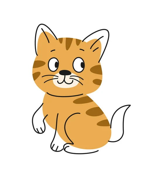 Özet Olarak Sevimli Bir Hayvan Çizgili Kırmızı Komik Kedi Elinde — Stok Vektör