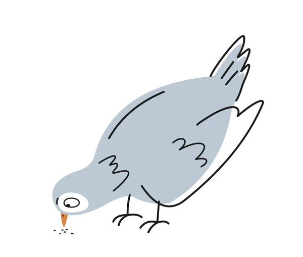 Drôle Colombe Contour Pigeon Adorable Linéaire Blanc Pour Emballage Conception — Image vectorielle