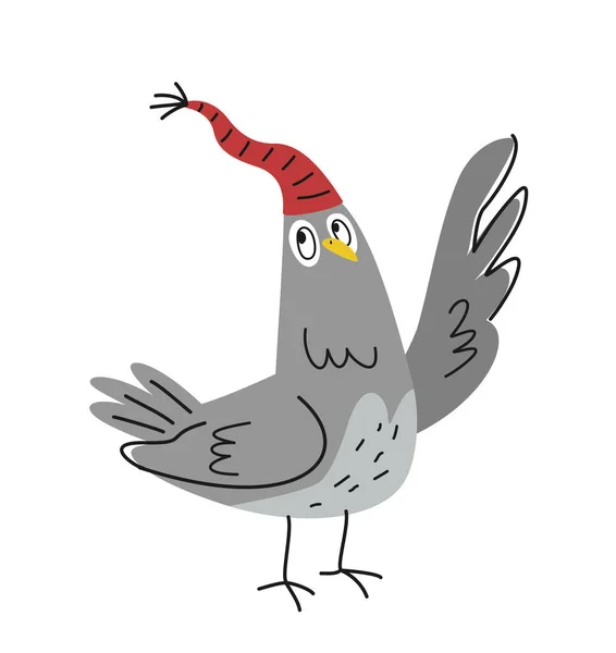 Komik Ana Hatlı Güvercin Çizgili Şapkalı Şirin Şehir Kuşu Kapak — Stok Vektör