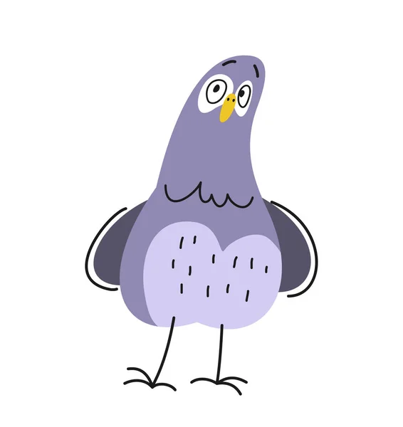 Komik Ana Hatlı Güvercin Sevimli Şaşırmış Ilgili Güvercin Yukarı Bakıyor — Stok Vektör