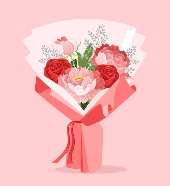 Hochzeits Luxuriöses Bouquet Konzept Schöne Rosa Blüten Romantisches Geschenk Und — Stockvektor