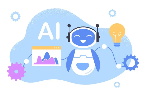 Τεχνητή Νοημοσύνη Έννοια Τεχνητή Νοημοσύνη Και Μηχανική Μάθηση Bot Γραφήματα — Διανυσματικό Αρχείο