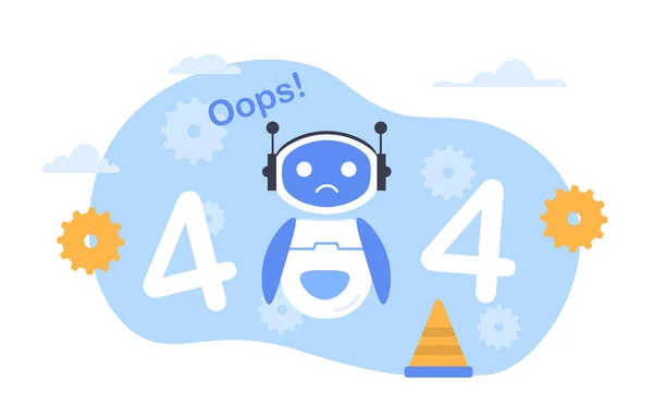 오류가있는 404 사이보그와 페이지 기술적인 문제입니다 일러스트 — 스톡 벡터