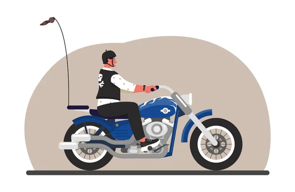 Motocycliste Concept Vélo Homme Véhicule Mec Cool Transport Vélo Gilet — Image vectorielle