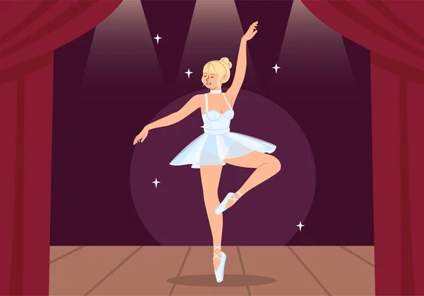 Balé Dança Menina Conceito Palco Criatividade Arte Criança Dançando Vestido — Vetor de Stock