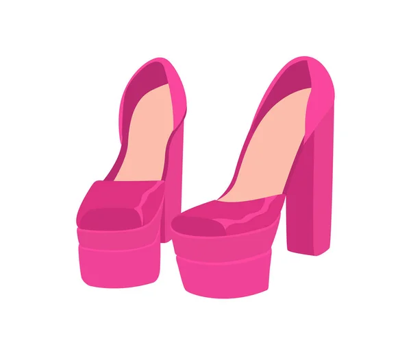 ピンクのトレンディな靴のコンセプト 美しさとエレガンス 美しさ 女性のトレンドとファッション テンプレート レイアウト モックアップ 白い背景に隔離された漫画の平らなベクターのイラスト — ストックベクタ