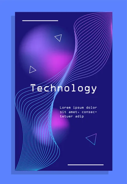 Technology Poster Concept Curved White Lines Gradient Shapes Metaverse Cyberspace — Stock Vector