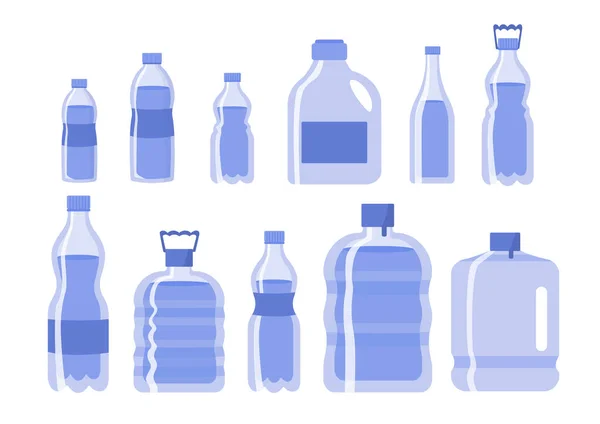 Набор Воды Бутылках Концепции Борьба Жаждой Водный Баланс Соли Чистота — стоковый вектор