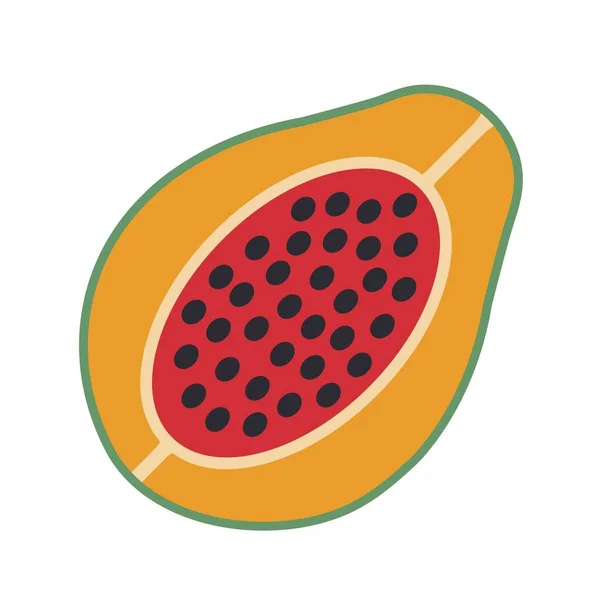 Colorful Cuban Element Sticker Sweet Juicy Papaya Half Delicious Tropical — Stock Vector