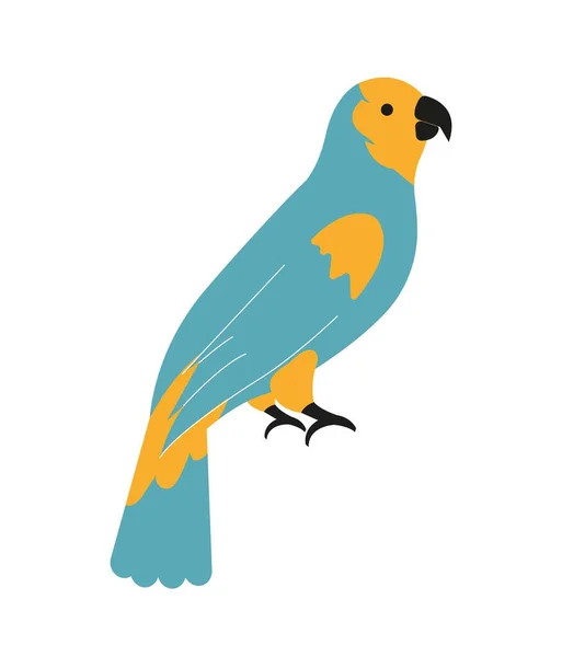 Elemento Cubano Colorido Adesivo Com Belo Pássaro Tropical Azul Papagaio — Vetor de Stock
