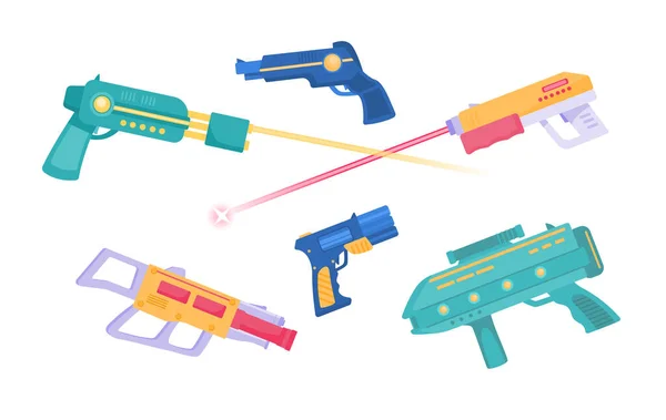 Laser Tag Guns Set Equipment Virtual Shooting Aiming Entertainment Fun — Stock Vector